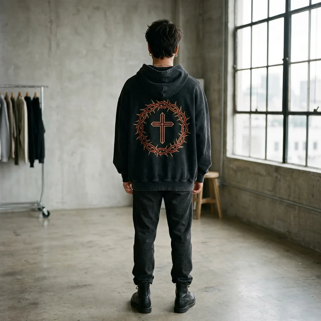 Oversized washed hoodie detail